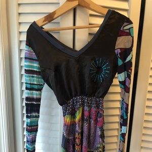 Desigual XS vneck long sleeve multicolored shirt
